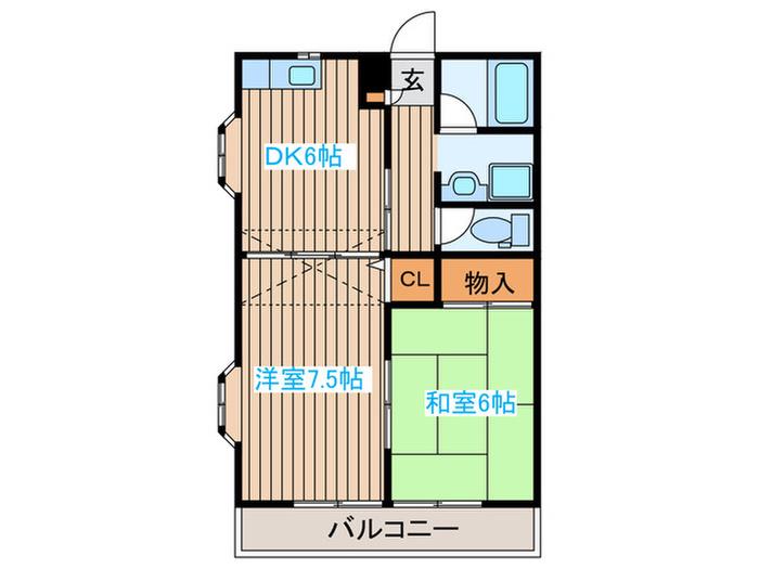 レジデンス上余田(2DK/2階)の間取り写真