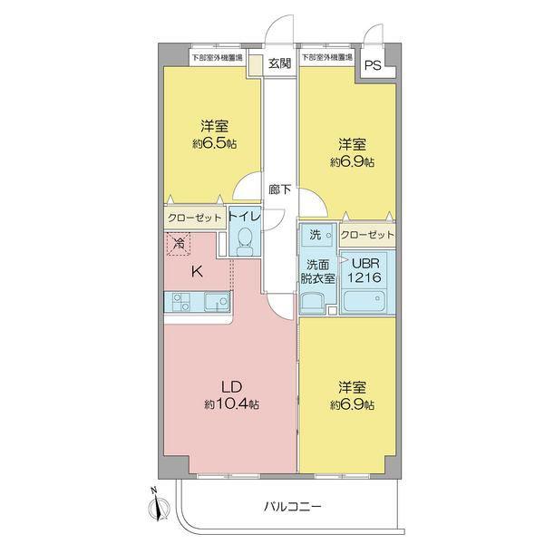 グランドソレーユ(3LDK/6階)の間取り写真