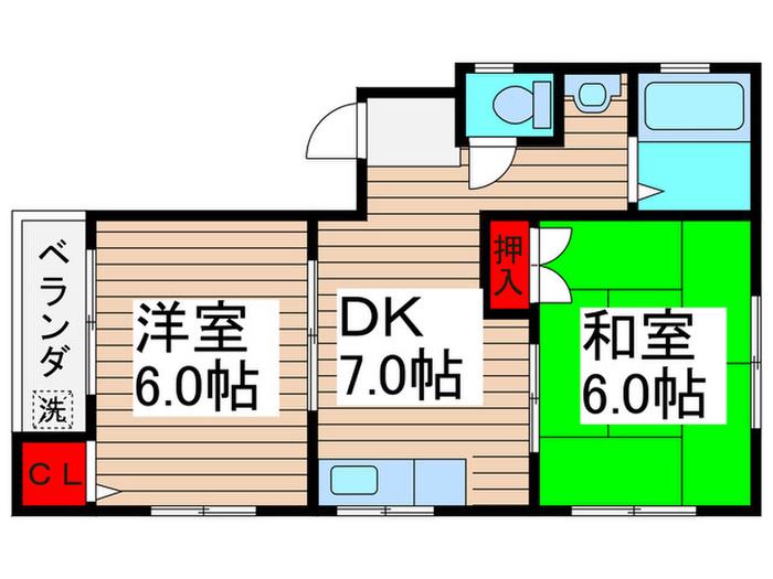 コーポみどり(2DK/2階)の間取り写真