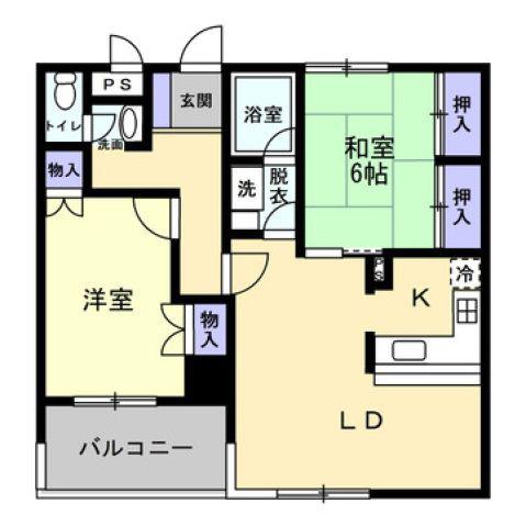 サンハイツ宇多津(2LDK/3階)の間取り写真