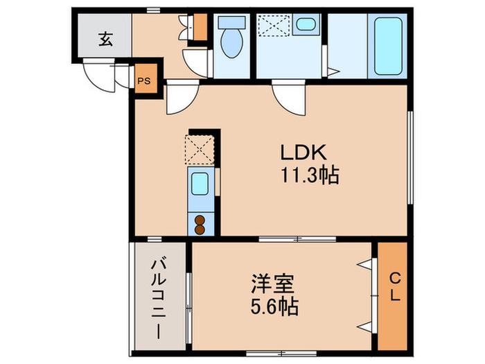 パラディーゾ空港前(1LDK/2階)の間取り写真