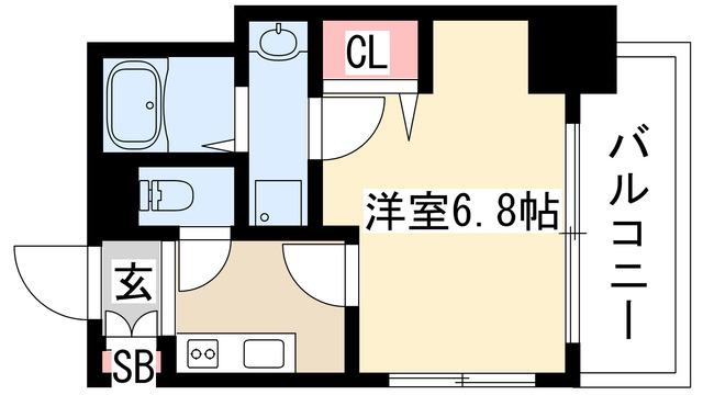 プレサンス広小路通パルス(1K/5階)の間取り写真