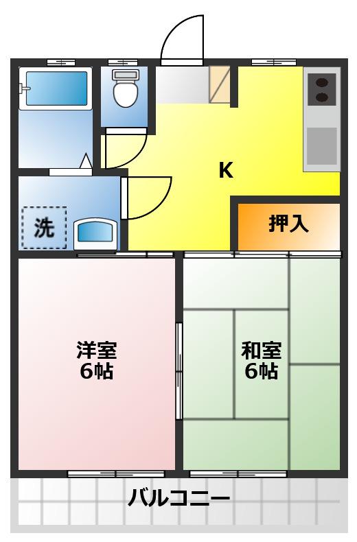 アメニティ上福岡(2K/2階)の間取り写真