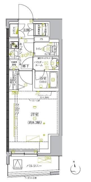 クレイシア板橋モデルノ(1K/3階)の間取り写真