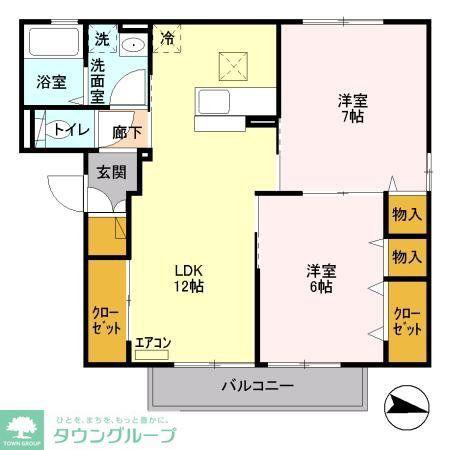 ディアコート(2LDK/1階)の間取り写真
