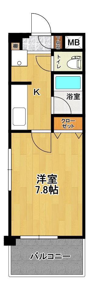 プラシード昭和(1K/1階)の間取り写真