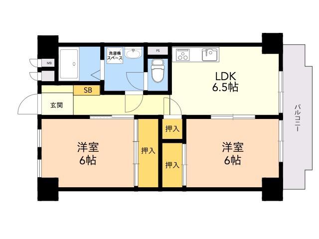 ビレッタ百道(2LDK/9階)の間取り写真