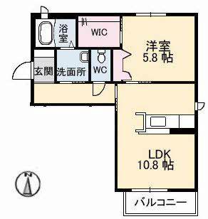 プリムヴェール A棟(1LDK/1階)の間取り写真