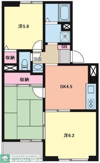 クリスタル岩槻(3DK/1階)の間取り写真