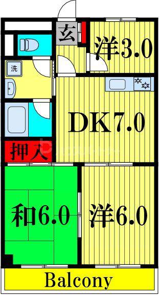 ベルファミーユ(3DK/3階)の間取り写真
