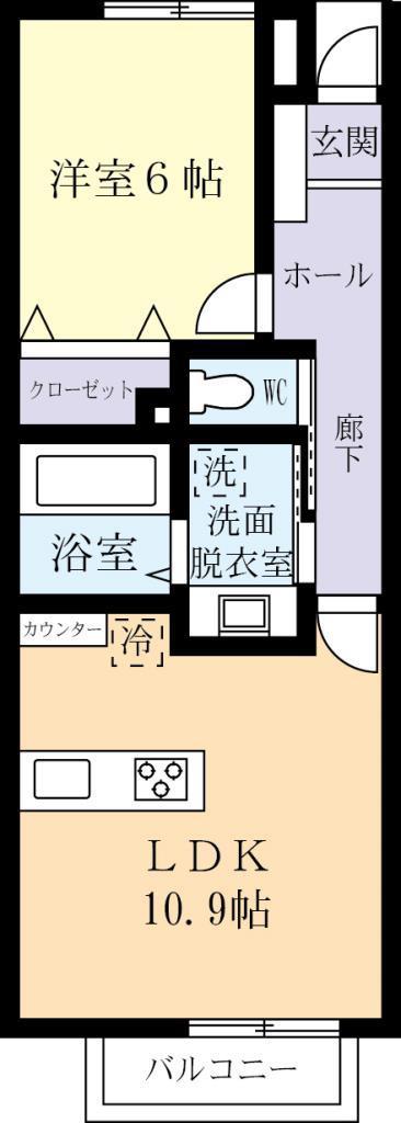 ヴェルデン カペラ(1LDK/2階)の間取り写真