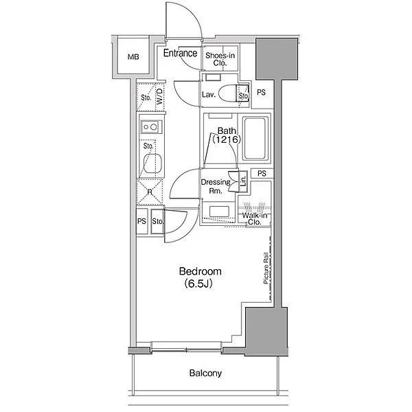 東急目黒線 不動前駅 徒歩6分 7階建 築4年(1K/2階)の間取り写真