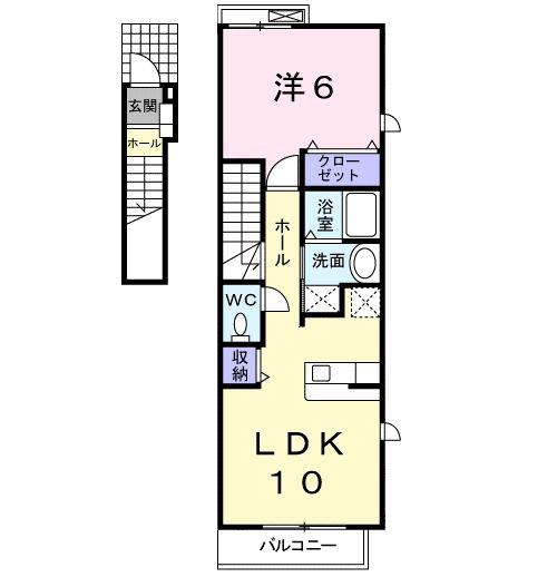 クローバー(1LDK/2階)の間取り写真