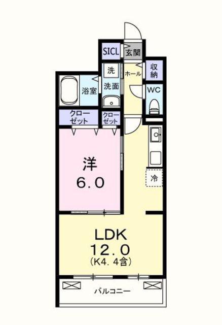 キー ウエスト(1LDK/1階)の間取り写真