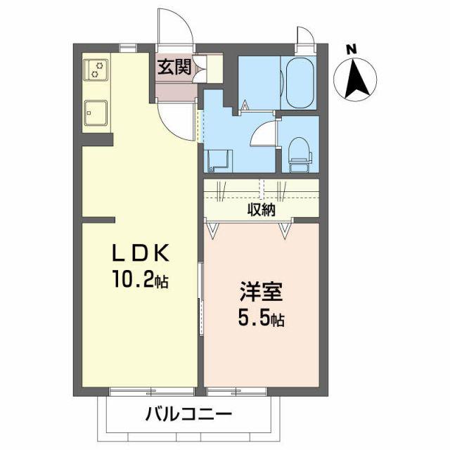 エステート神明A(1LDK/1階)の間取り写真