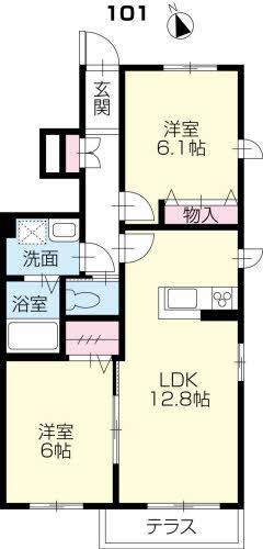 シャーメゾン宝田(2LDK/1階)の間取り写真