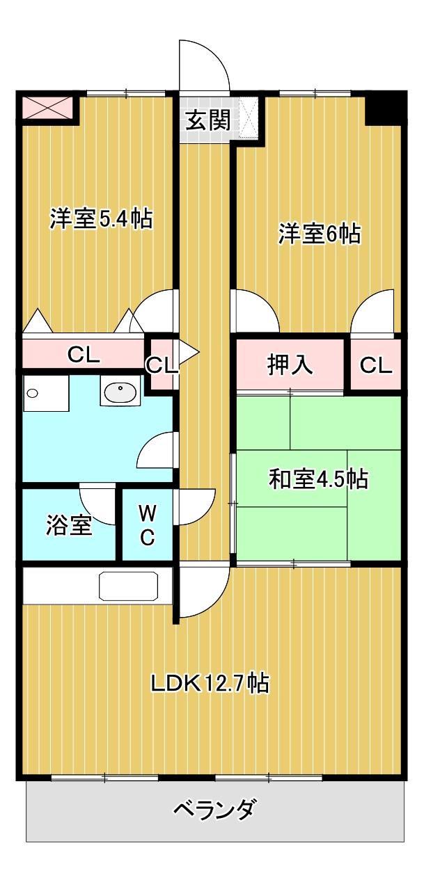 プリエール(3LDK/3階)の間取り写真