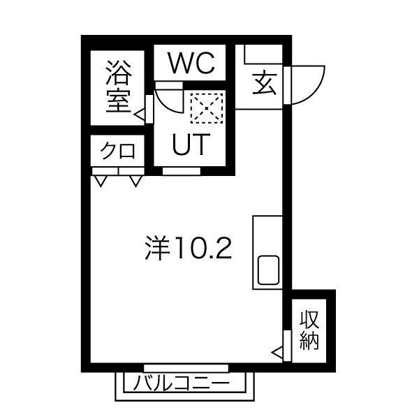 サンFRIENDS東大久手(ワンルーム/2階)の間取り写真