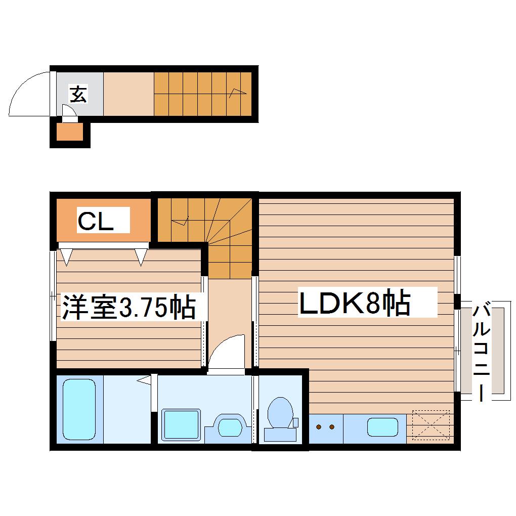 ECLA(1LDK/2階)の間取り写真