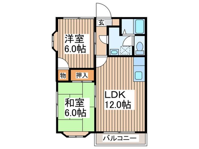 ルミエール(2LDK/1階)の間取り写真