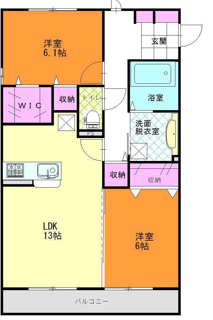 エルヴィータ(2LDK/2階)の間取り写真