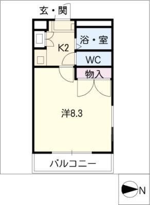 リバーライズI(1K/1階)の間取り写真