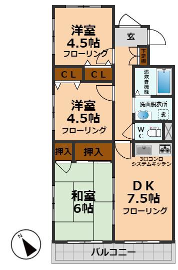 グレース多磨(3DK/2階)の間取り写真