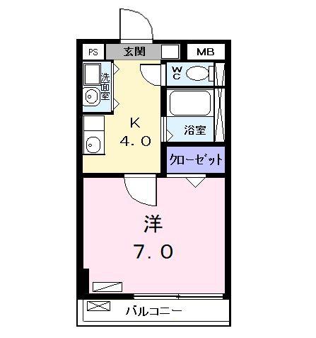 エスポワールK(1K/2階)の間取り写真