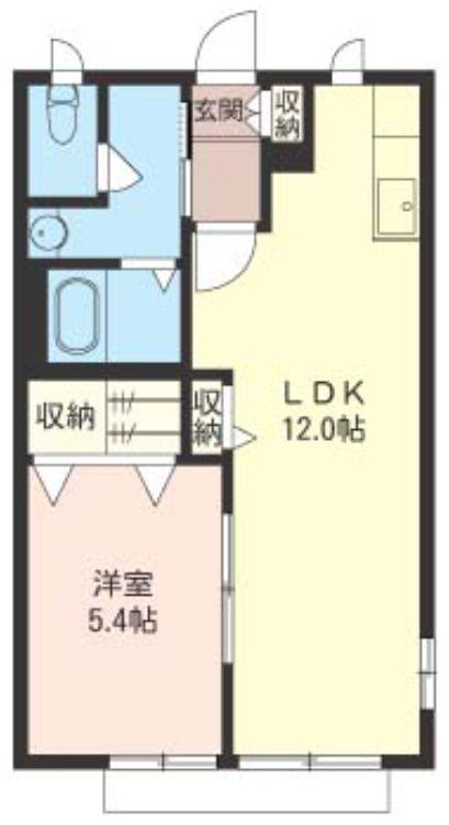 ヴァンドミール(1LDK/1階)の間取り写真