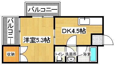 コーポメトロ(1DK/3階)の間取り写真