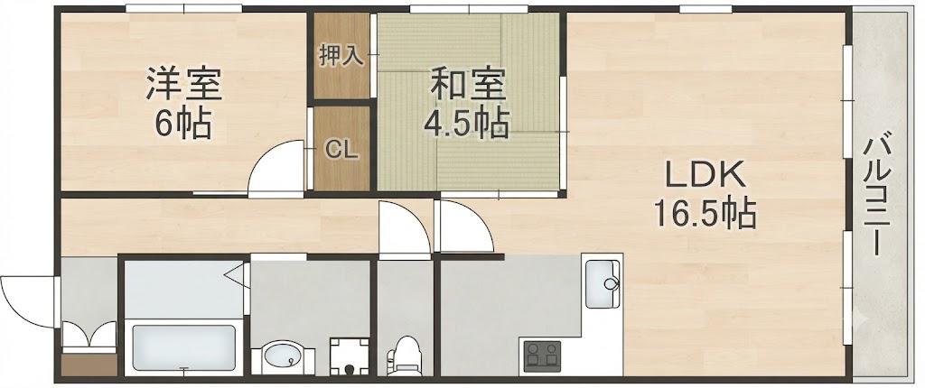 メリー花園(2LDK/1階)の間取り写真