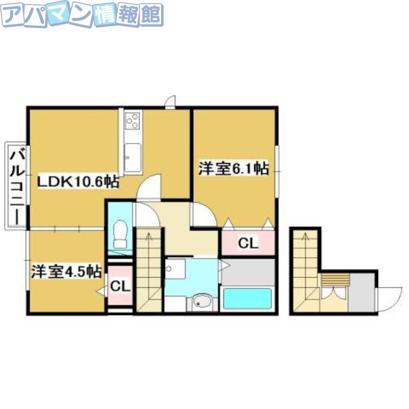 クレア A棟(2LDK/2階)の間取り写真