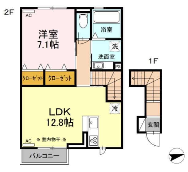 GLICINA(1LDK/2階)の間取り写真