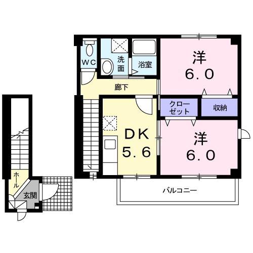 アゼリアハイツ(2DK/2階)の間取り写真