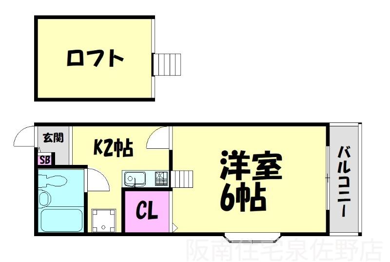 パーティアム関空(1K/1階)の間取り写真