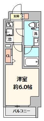 ジェノヴィア西横浜(1K/8階)の間取り写真