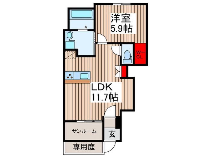 フォルトナ(1LDK/1階)の間取り写真