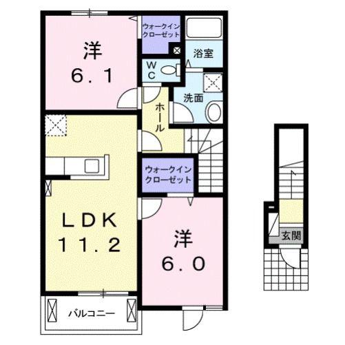 カンタービレ(2LDK/2階)の間取り写真