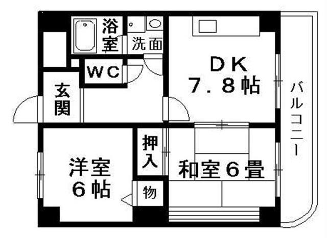 カサベルデ(2DK/2階)の間取り写真