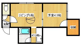 ゾンネブルーメI(1LDK/3階)の間取り写真