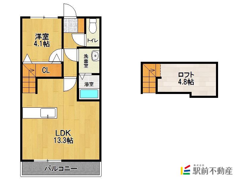 ジェニファー25A(1LDK/2階)の間取り写真