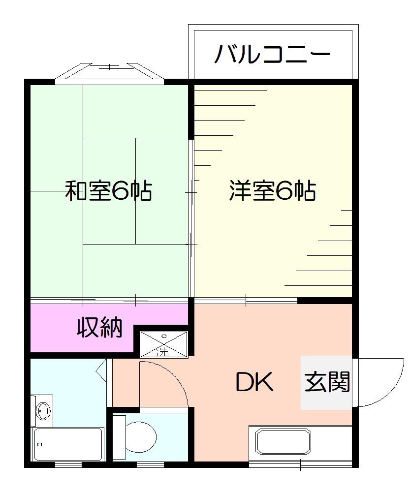 ヒルズメグミ(2DK/2階)の間取り写真