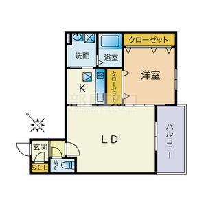 PORTE-BONHEURII(1LDK/4階)の間取り写真