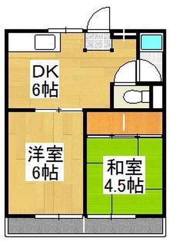 プロスペリーテ西古松 B棟(2DK/2階)の間取り写真