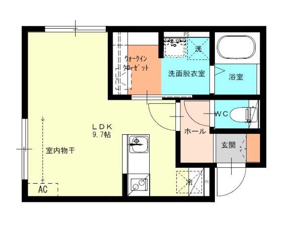 ハピネス(1LDK/2階)の間取り写真