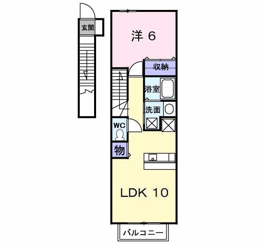 プラシード(1LDK/2階)の間取り写真