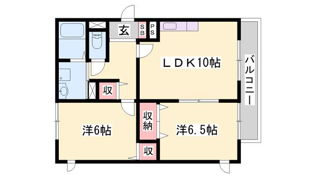 サンエイトA(2LDK/3階)の間取り写真