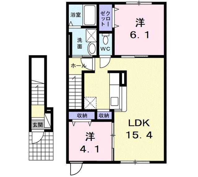 カルフールオリゾンII A(2LDK/2階)の間取り写真