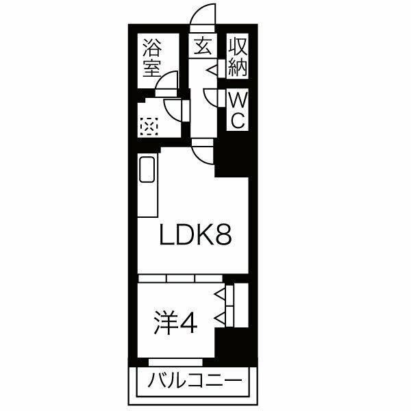 クリスタルガーデン栄町(1LDK/14階)の間取り写真