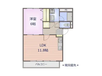 エバーグリーンハイム B(1LDK/1階)の間取り写真